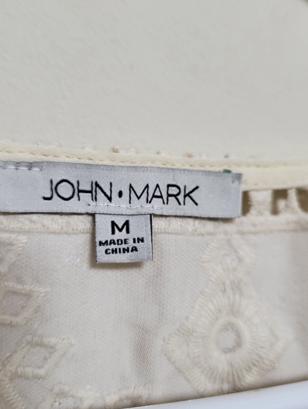 JOHN MARK Ivory Embroidered Velvet Eyelet Cotton Tunic Top - Picture 6 of 7